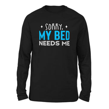 Sorry, My Bed Needs Me Men/Unisex Drop Shoulder Sweatshirt in Black color